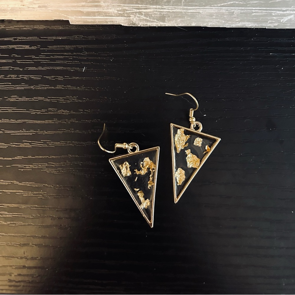 Handmade Gold Foil Triangle Earrings
